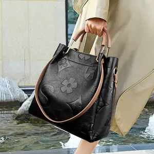 Women's Fashionable Vintage Floral Embossed Leather Handbag Set, Including Large Capacity Handbag & Crossbody Bag, Trendy Versatile Daily Commuting Bag Set