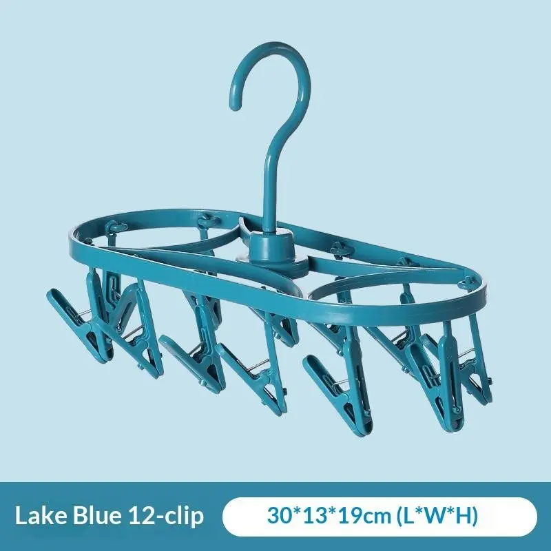Plastic Multi-Clip Clothes Drying Rack, Windproof Foldable Pants Hanger, Underwear Socks Dryer Stand, Laundry Organizer, Adjustable Hooks Hanger, Multifunctional Pants Rack