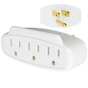 3 Prong Power Strip 3-Outlet Extender Wall Charger, Space Saving 3 in 1 Multi Plug Outlet Adapter Splitter,Travel Essentials,ETL Listed 125V 15A 1875W for ,Office-Firm Mini Light Wall Tap with Lip
