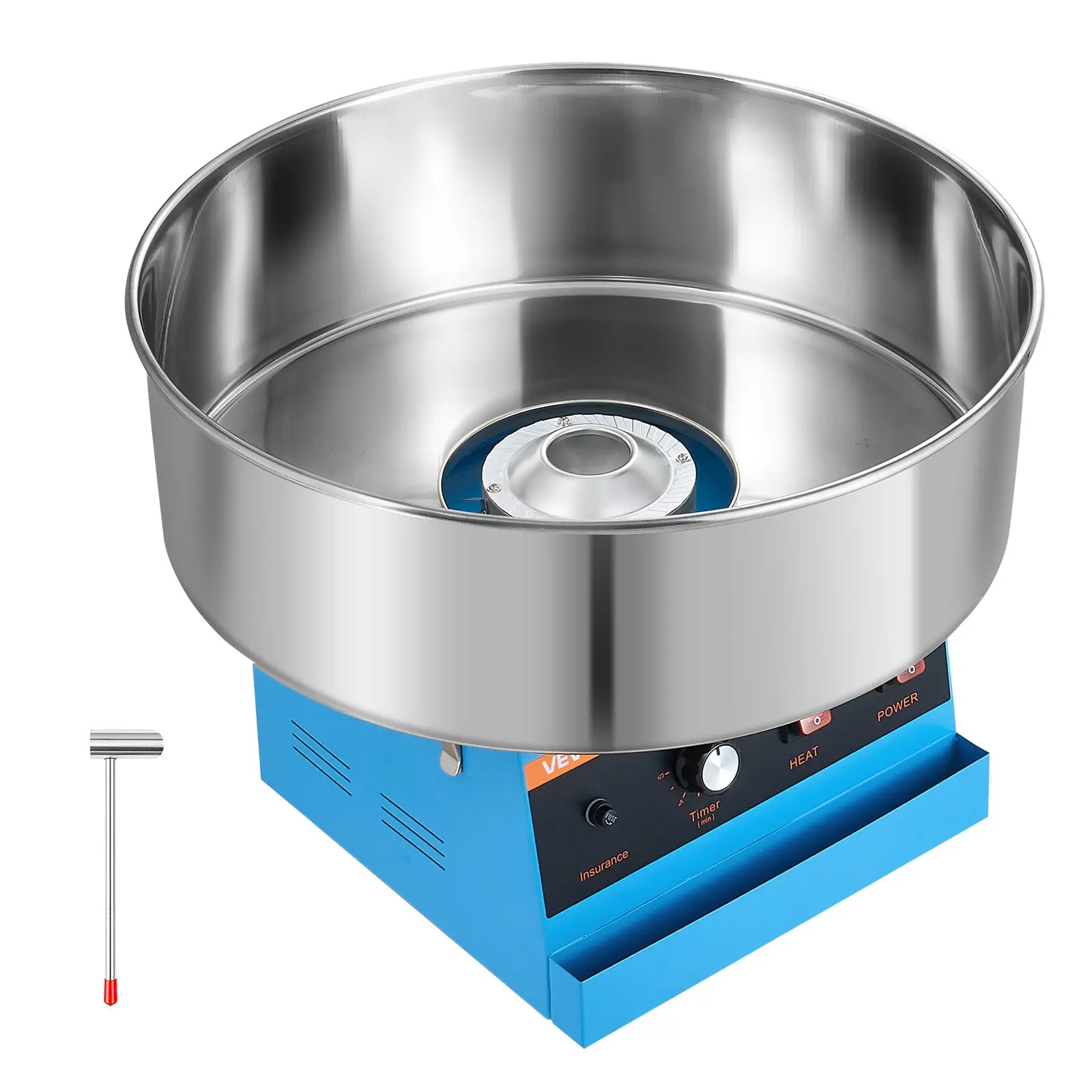 VEVOR Cotton Candy Machine Commercial 1000W Electric Candy Floss Maker Blue, Ideal for Home, Carnival, Birthday, Family Party, Easy Use with 20.5 in Stainless Steel Bowl, Storage Tray and Sugar Scoop