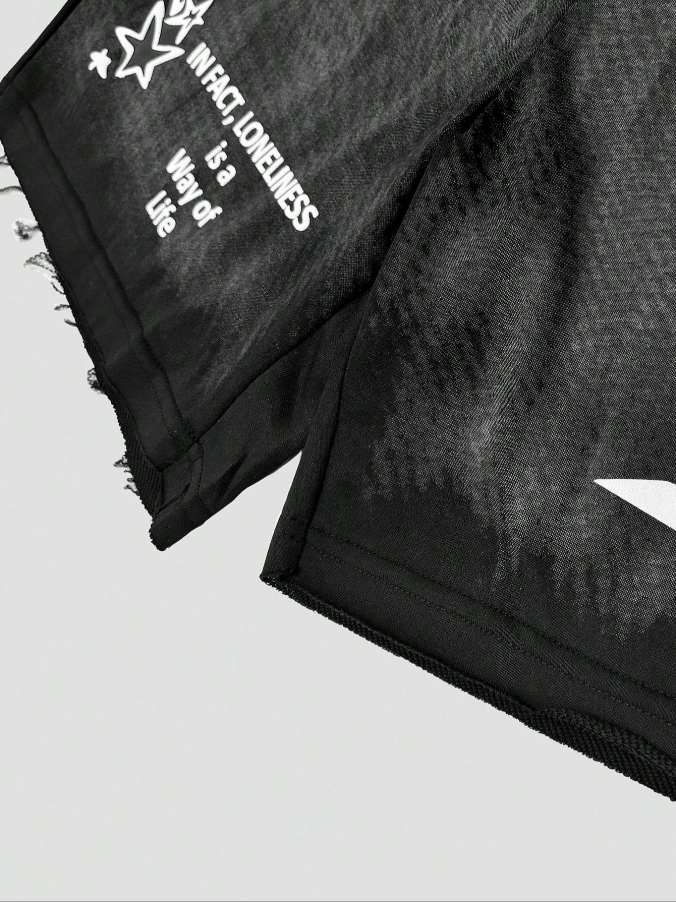 Two-Piece Set Men's Star Print Knit Short Sleeve Tee & Drawstring Waist Shorts Set, Regular Fit Casual Round Neck T-shirt & Track Shorts, Men's Summer Clothes