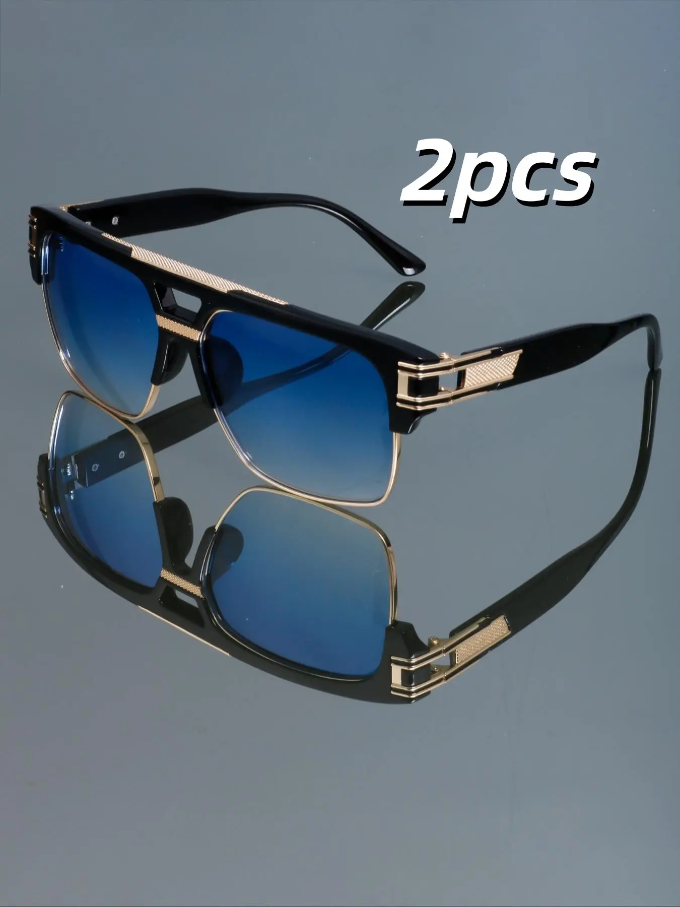 2pcs Fashion Retro Trendy Square Sunglasses for Men & Women, High-Quality Simple Design, Versatile Daily Wear, Casual Style Accessories