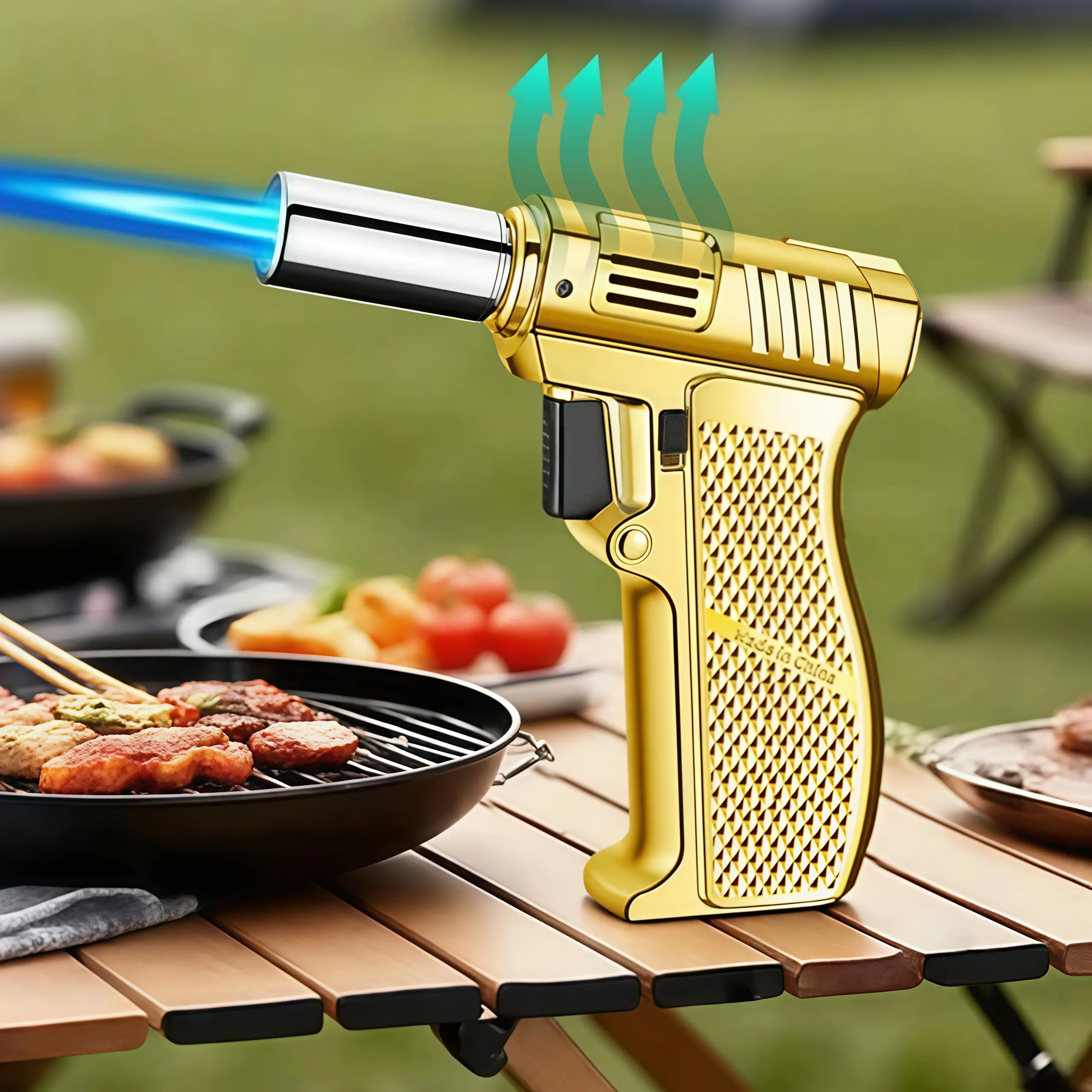 MaX 8-Inch Refillable Butane Torch Lighter - Windproof Jet Torch with Safety Lock, Flame Lock, Adjustable Flame for Camping, BBQ (Butane Not Included)