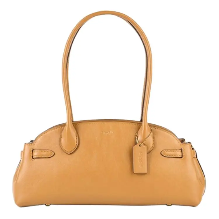COACH Empire Carryall 34 Handbag for Women – Luxe Honey Brown Leather with Gold-Tone Hardware and Initial Engraving