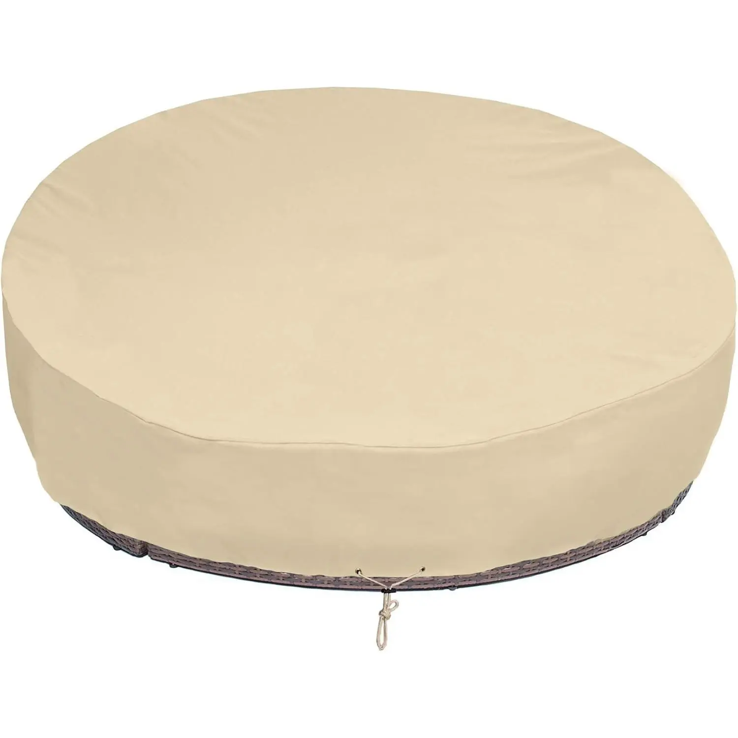 Outdoor Daybed Cover, Heavy Duty Waterproof Round Canopy Sofa Bed Cover with Taped Seam, Patio Furniture Set Protector, All Weather Protection, 75"Dia x 35"/16”H, Beige