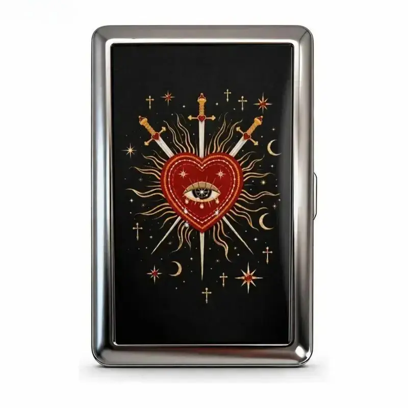 Vintage Card Holder Wallet, Metal Cigarette Case, Multi-Functional Metal Tin Box, Versatile Trinket Business Card ID Holder