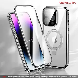 360-Degree Magnetic Stand Shockproof Phone Case for iPhone 16 15 14 13 12, Full Coverage Protective Cover, Durable Design