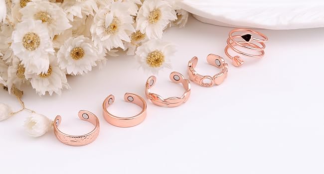 2pcs Copper Ring for Women,99.99% Pure Copper Magnetic Rings,Gifts for Women Handmade Jewelry