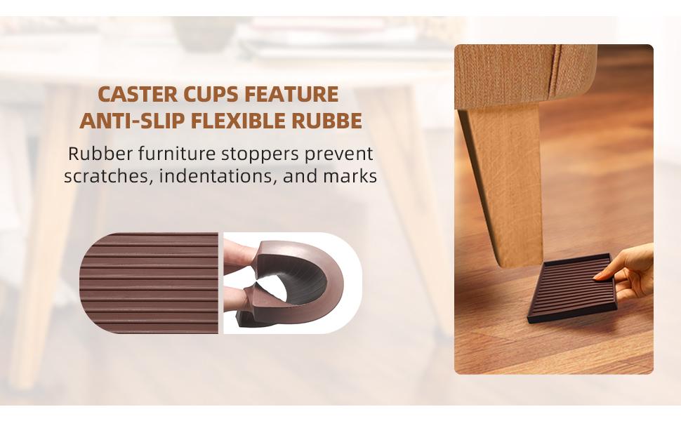 3X3 Square Furniture Caster Cups with Anti-Grip (Set of 8) - Customer Trusted Pads for Furniture Legs and Furniture Protectors
