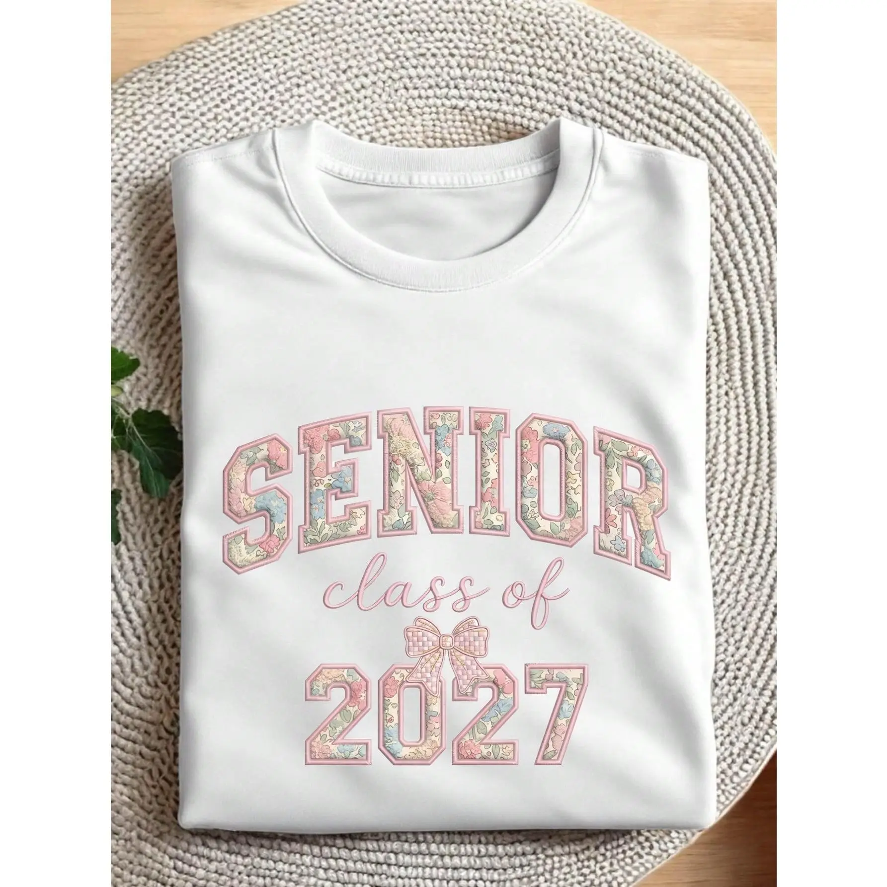 Senior 2027 Faux Embroidery Shirt, (DTF Graphics Prints) Graduation 2027 Shirt, Graduation Tee, Senior 2027 Shirt, 2027 School Trip Gift, High School Graduation Gift SG-2802