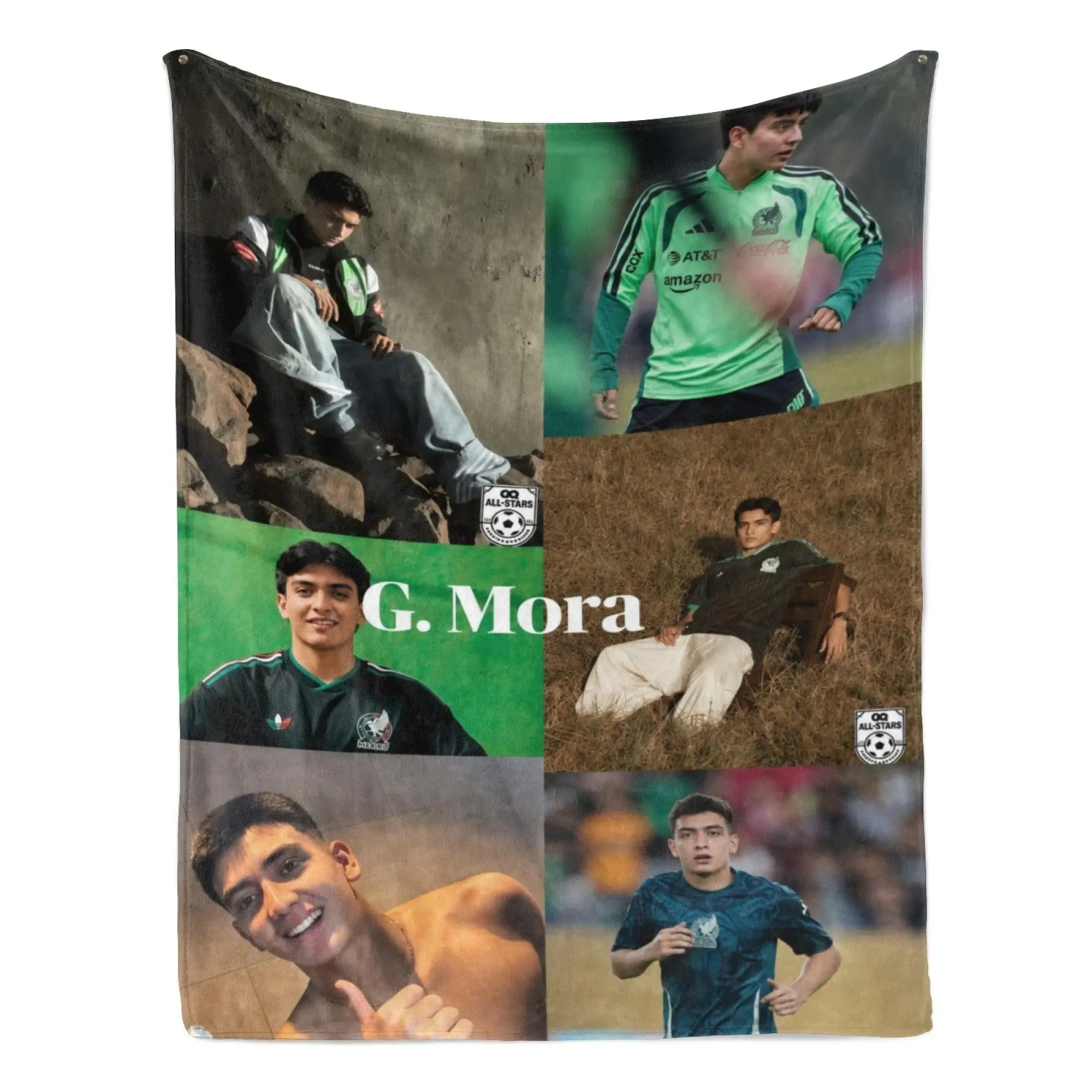 Gilberto Mora Blanket - Classic Green Aesthetic Collage Print Flannel Throw, Soft Texture, Sports Fashion Design, Cozy for Bed & Sofa, Game Rooms, Adult Club Fan Merchandise, Unique Holiday Gift