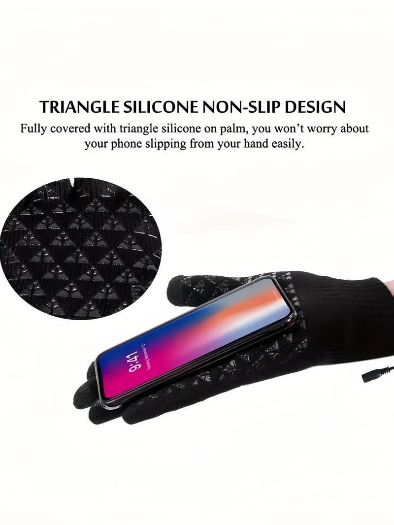 USB Powered Touchscreen Heated Gloves, Unisex Dual-Sided Heating, Thick Warmth, Elastic Cuff, Non-Slip Grip, Durable Wear, Winter Outdoor Use