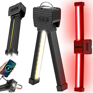 Gym Lamp for Posing - Portable Magnet LED Flashlight with Hanging Hook, 180 Degree Folding Magnetic Work Light, 7th Gear Dimming UsbRechargeable Headlamp, USB Rechargeable Multi-Mode gym Lights, Christmas gifts flashlight