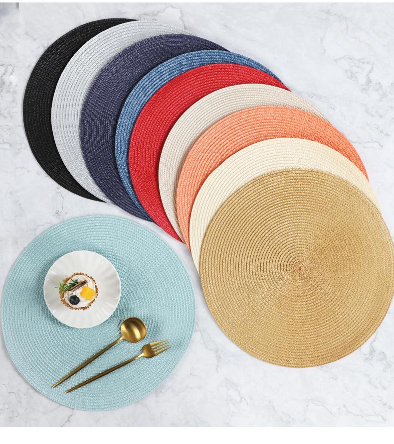 Minimalist Round Woven Placemats| Heat Resistant & Oil-Proof PP Dining Mats| Modern Solid Color Table Decor| Easy Clean Kitchen Essentials for Hosting & Daily Use