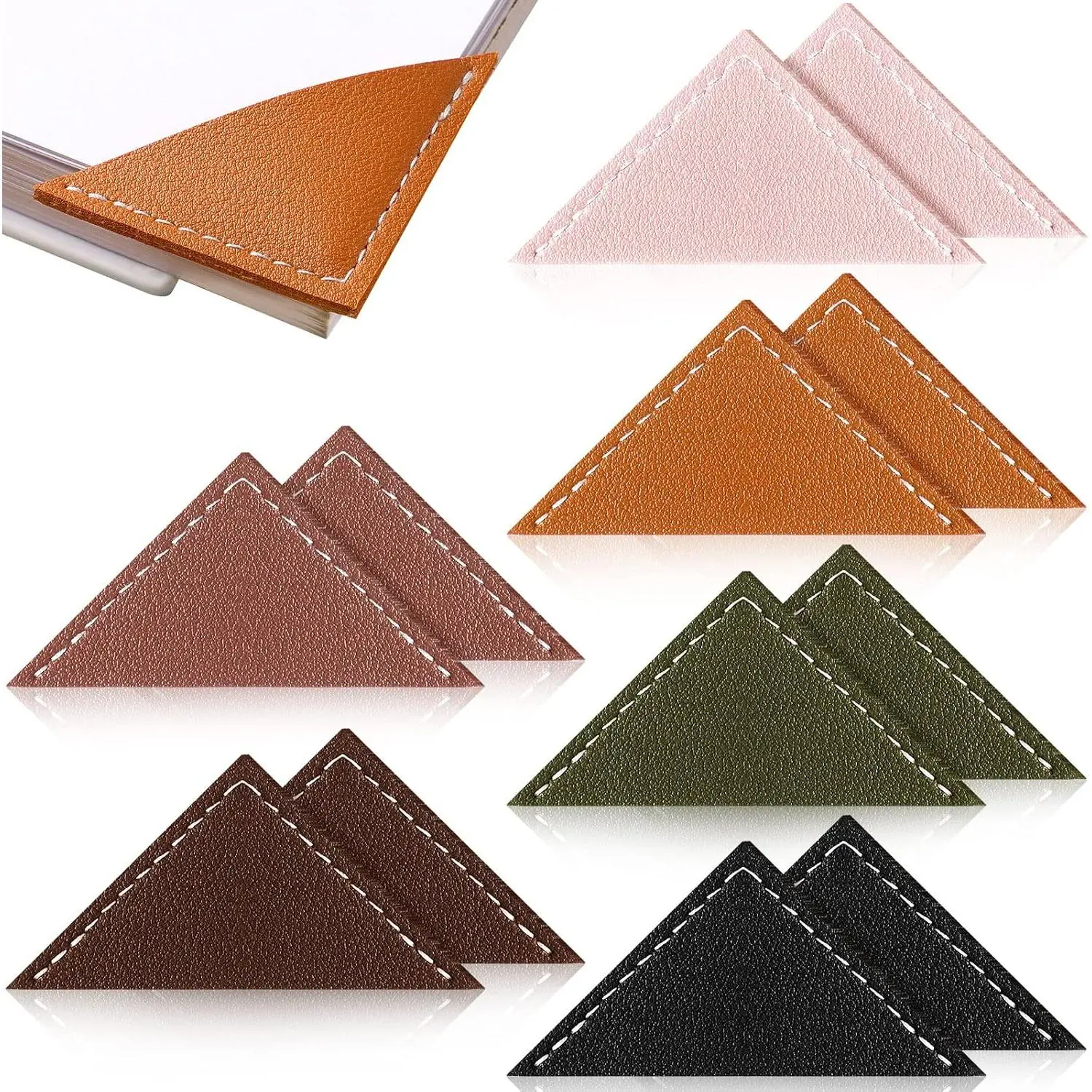 12 count Leather Corner Bookmarks Triangle Page Book Marks for Women Book Lovers Gifts for Women  Teachers Reading Lovers School Office  Supplies