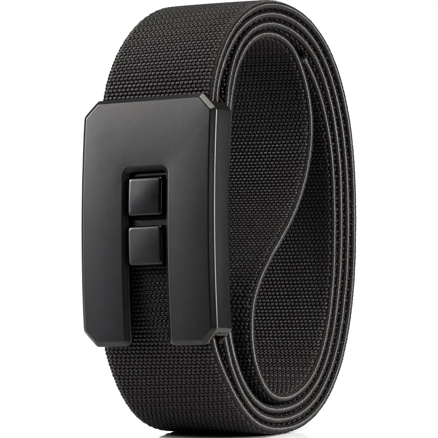 Men's 1.5" Minimalist Stretch Nylon Ratchet Casual Belt for Jeans | Adjustable Comfortable Invisible Web Click Belt with Slide Buckle
