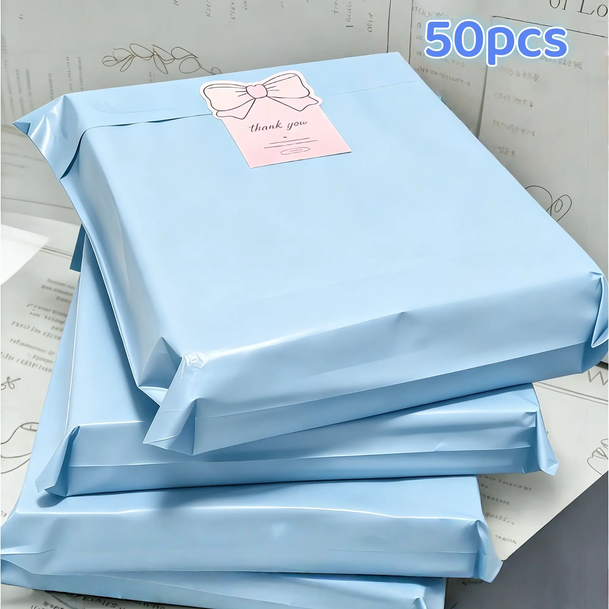 50 Blue Shipping Bags, Postal Bags, 4 Sizes, Self-Seal Design, Thick Pe Material, Reinforced Edges, Large Capacity, Anti-Tear, Secure Logistics, Postal Mailing Bags, Shipping Supplies