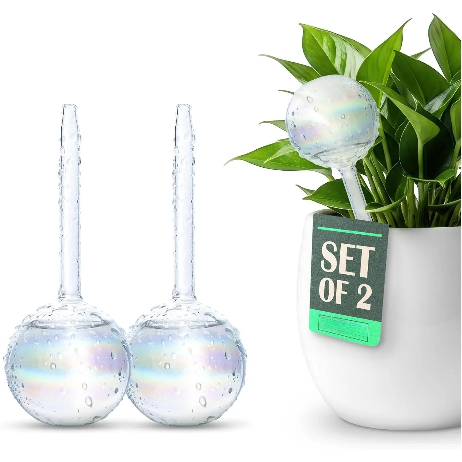Clear  Watering Globes Set of 2 - Small Self Watering Globes for Indoor & Outdoor  - Automatic, Glass Watering Bulbs for Daily Use,  Watering Devices