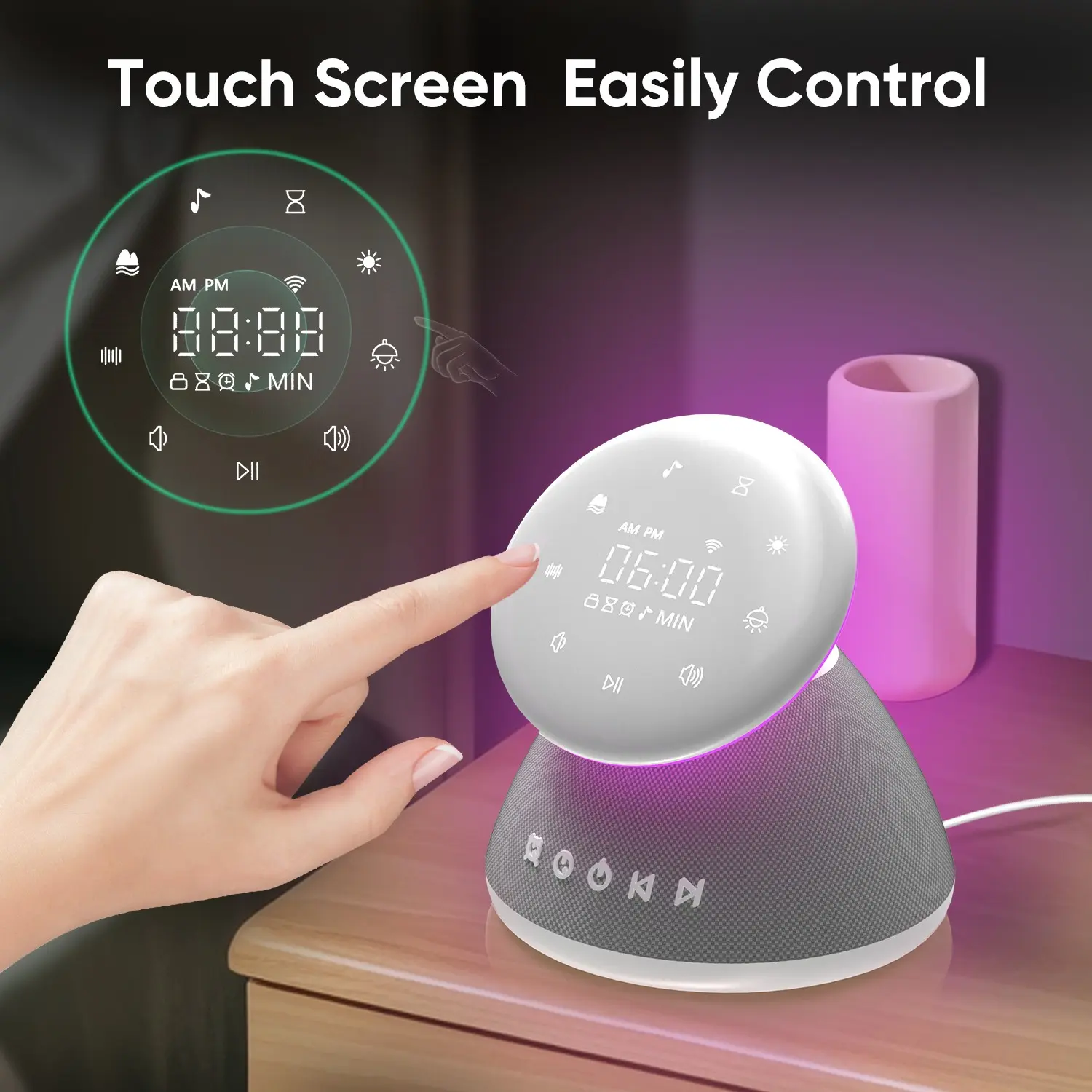 1PC Sleep Sound Machine with Multifunctional Alarm Clock, Clock Digital, 7-Color Dimmable Night Light, Timer Function, Suitable for Baby, Kids & Adults, Home and Travel Use