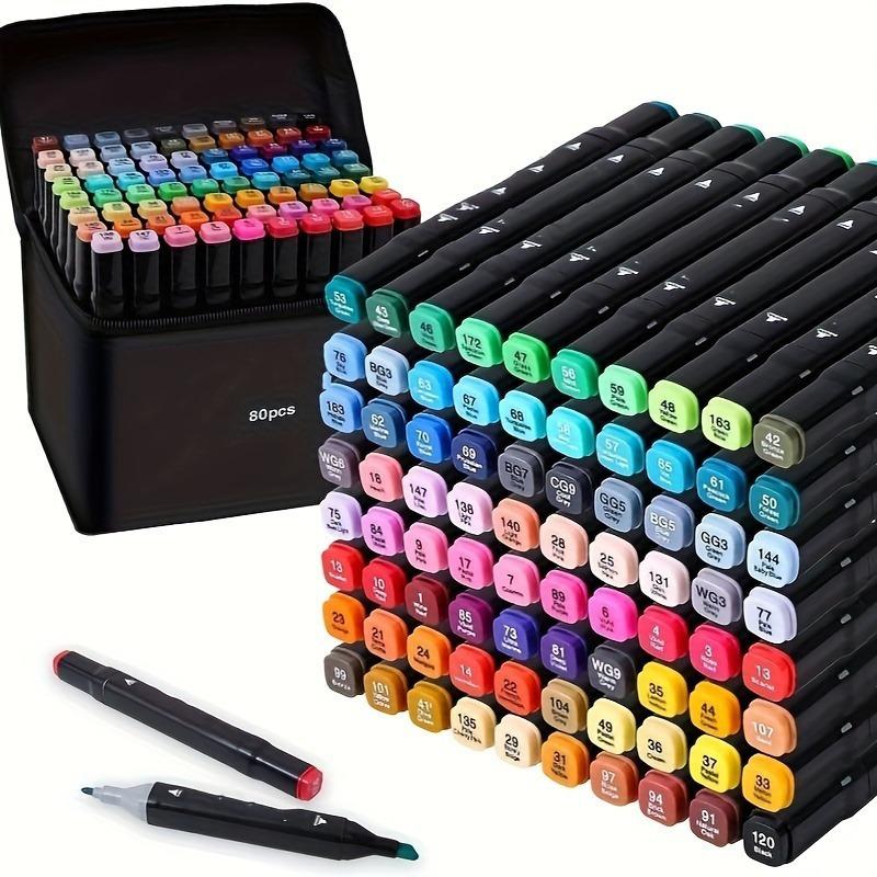 48-Color Dual-Tip Alcohol Marker Set for Artists - Ideal for Drawing, Sketching, Coloring & Highlighting - Vibrant, Non-Toxic Pens in Organized Black Case - Perfect for Adults & Creative Projects