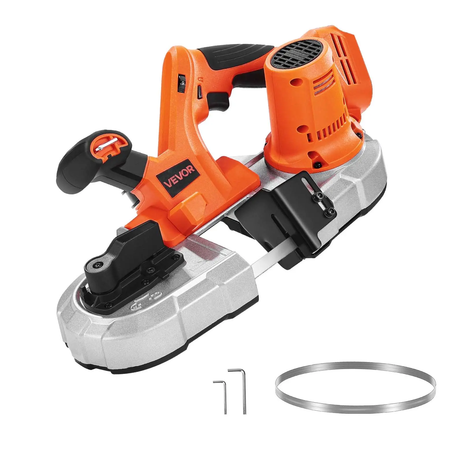 VEVOR 20V Portable Band Saw, 2.56-Inch Deep Cut, 360W Bandsaw with Brushless Motor, Cordless and Compact Portaband, Hang Hooks, 0-192 m/min Variable Speed, for Cutting Metal, Wood (Bare Tool Only)
