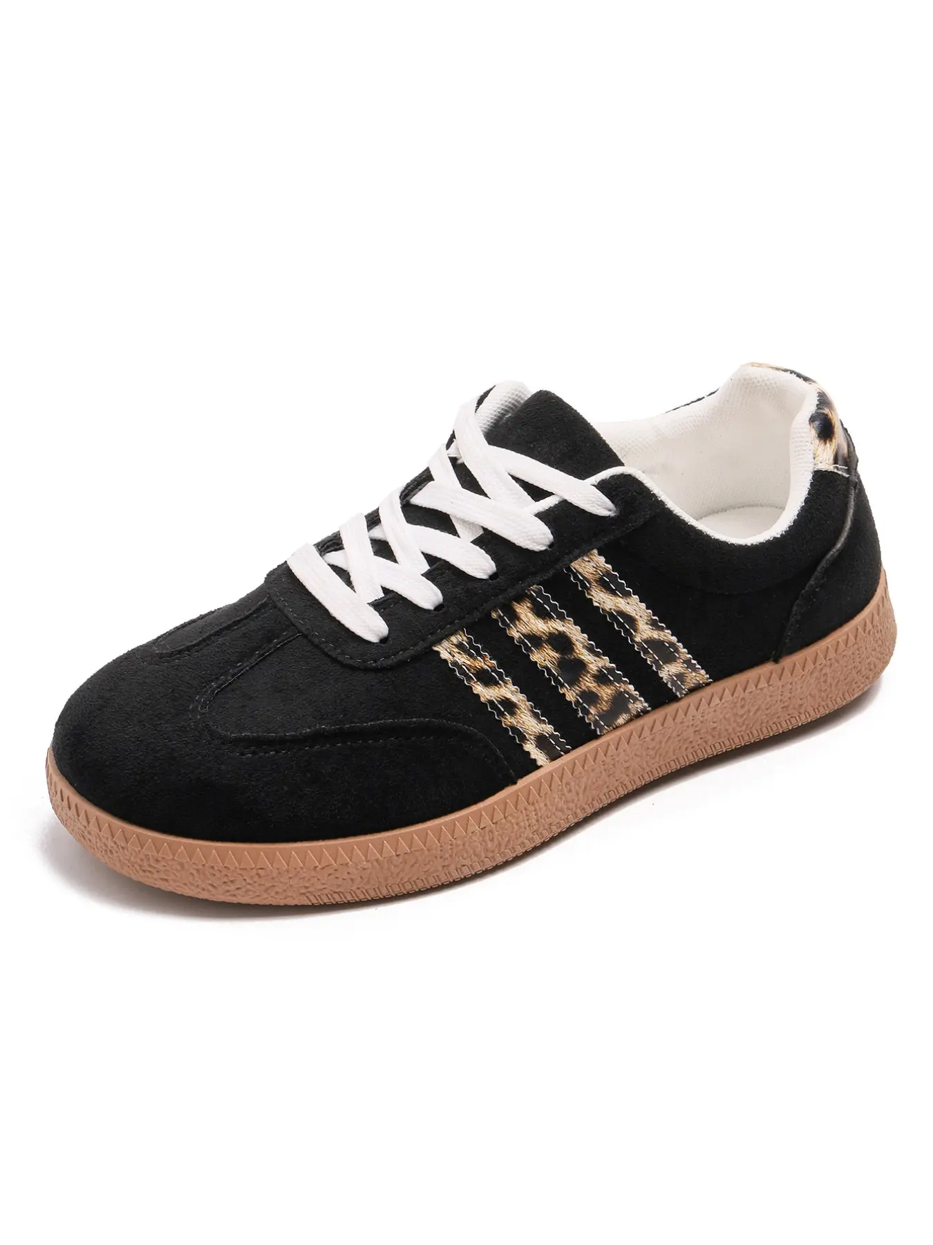 Women's Casual Low Top Sneakers, Leopard Print Webbing Design, Perfect for Daily Shopping, Commuting, Travel, Retro Forest Style, Casual Sneaker Trainer
