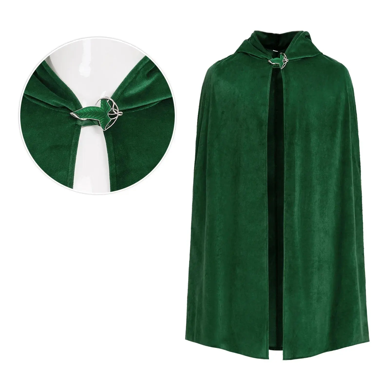 Hobbit Cosplay Costume Bilbo Baggins Medieval Cloak Renaissance Cloak Lord of The Rings Halloween Cape Vestment with Brooch Sets