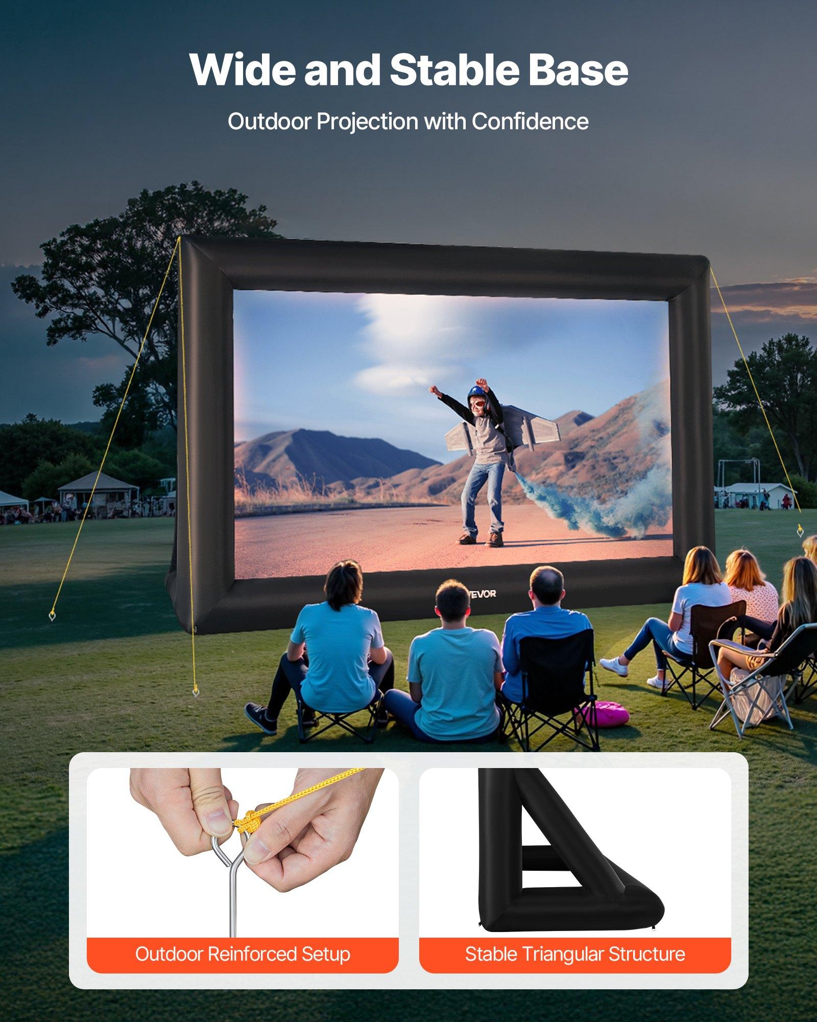 VEVOR 20FT Inflatable Projector Screen, Inflatable Movie Screen Outdoor with 250W Air Blower Projector Screen Oxford Fabric Material Blow Up Screen for Outdoor Backyard, Home Theater, Theme Party VEVOR 20FT Inflatable Projector Screen, Inflatable Movie Screen Outdoor with 250W Air Blower Projector Screen Oxford Fabric Material Blow Up Screen for Outdoor Backyard, Home Theater, Theme Party