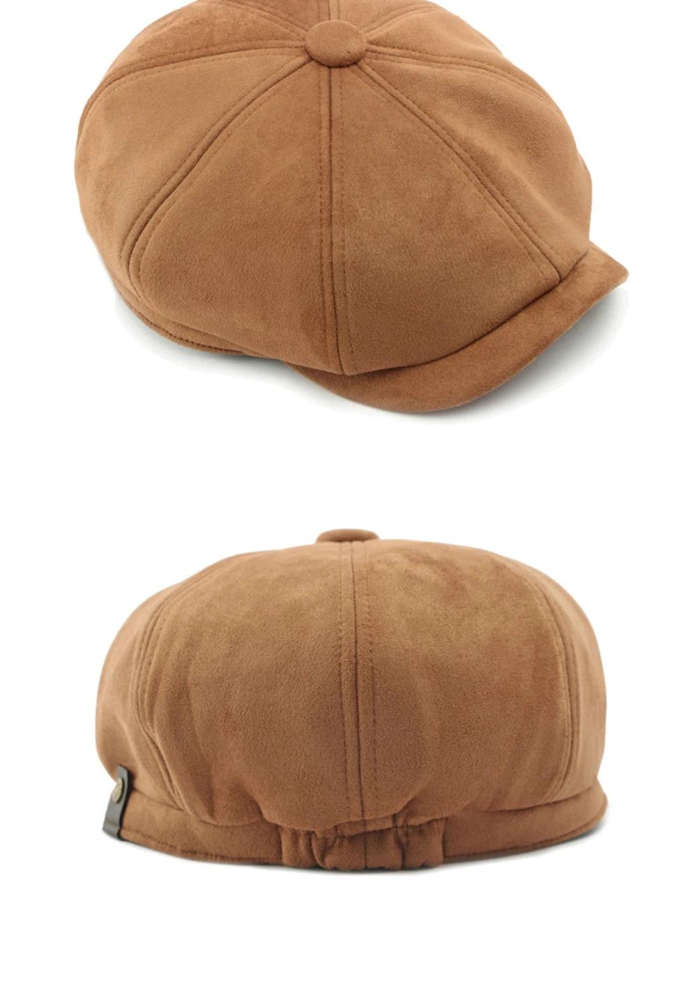 HT4580 Berets Men Women Hot Sale Suede Beret Cap Solid Octagonal Flat Cap Male Female Autumn Winter Hat Artist Painter Beret Hat