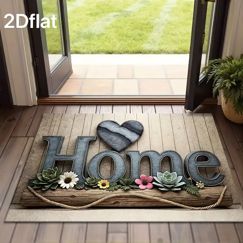 2D flat entry door mat, suitable for indoor and outdoor -- durable, machine washable, stylish design -- suitable for home decoration, all seasons, room door carpet, indoor floor mat, kitchen mat, foyer mat, door mat, Entrance Doormat