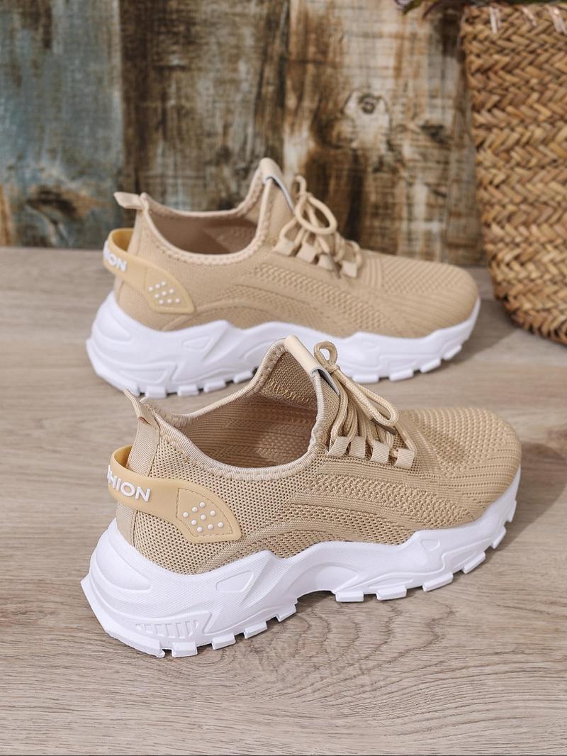Women's Sporty Lace Up Low Top Sneakers, Casual Comfortable Breathable Running Athletic Shoes, Fashionable All-match Sneakers for Daily Wear