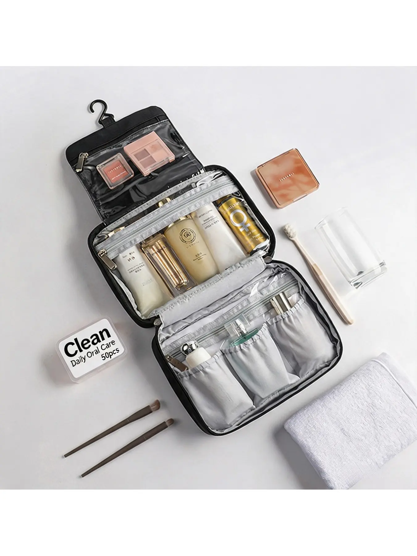 Suspension Dry Wet Separation Wash Bag, Travel Portable Makeup Bag, Large Capacity Waterproof Handheld Storage Bag, Ideal for Travel Essentials