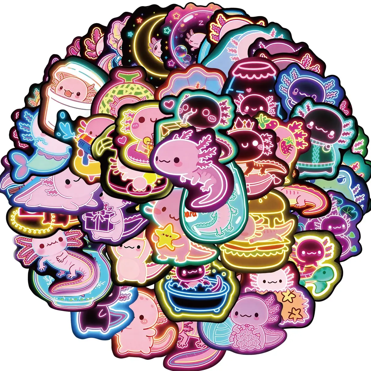 S260528035955 Axolotl Stickers,50 Pcs Cute Axolotl Vinyl Waterproof Stickers for Water Bottle,Laptop,Phone,Skateboard,School Supplies,Kids Teens Girls