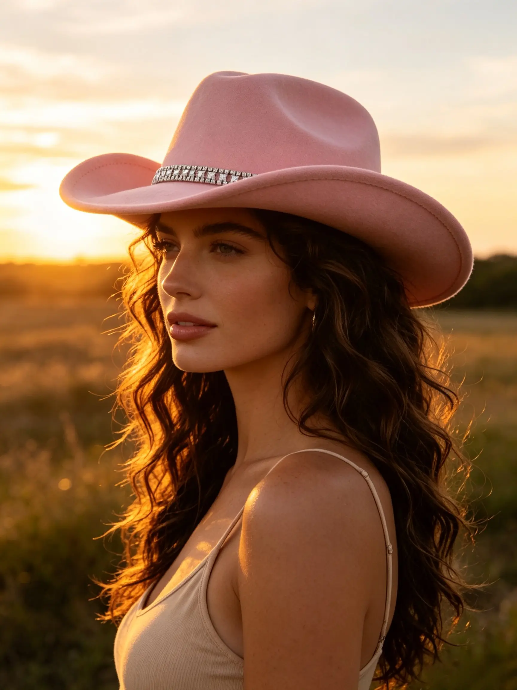 Sweet & Edgy Barbie Style Western Cowboy Hat, Shaped Soft Brim Versatile Sweet Cool Hat, Women's Fine Felt Material, Men's Trendy Party Accessory