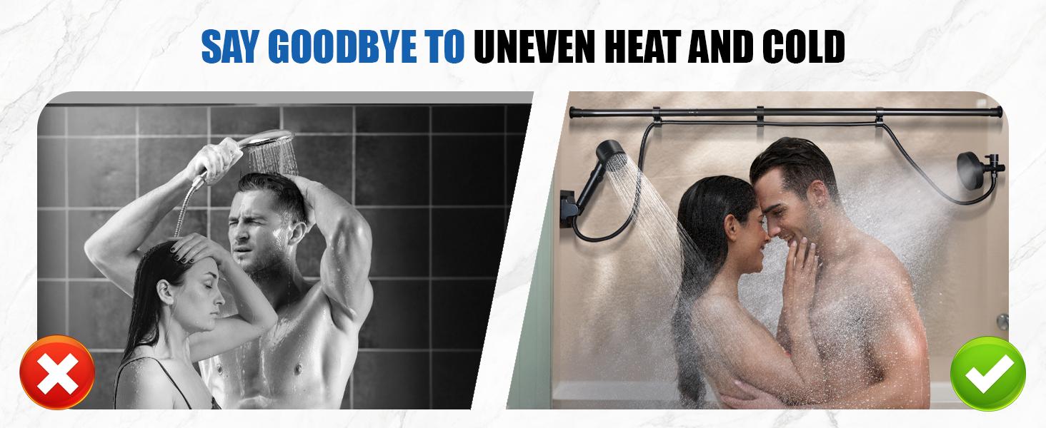 Dual Shower Head for Couples, Double Shower System for Two People, 6+3 Adjustable Spray Modes-High Pressure Tandem Showerhead with 31.5~80.7" Extendable Rod / 78.7" Long Hose, Easy Install Dual Shower Head for Couples, Double Shower System for Two People, 6+3 Adjustable Spray Modes-High Pressure Tandem Showerhead with 31.5~80.7" Extendable Rod / 78.7" Long Hose, Easy Install