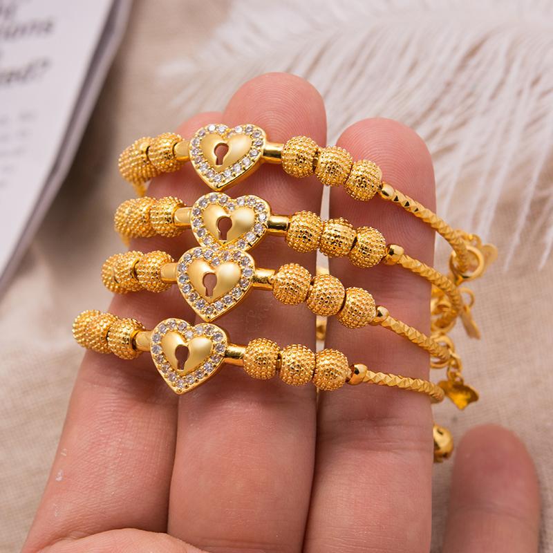 Annayoyo Baby Boys Bangles Gold Color Jewelry Bangles Ethiopian Child Girls  Dubai Bracelet Party wedding Gifts