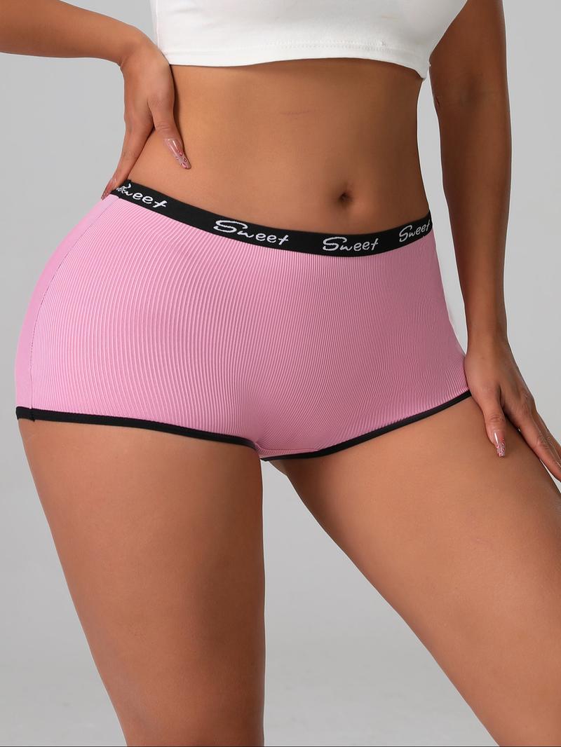 Women's Letter Tape Boyshorts, Soft Comfy Breathable Panty, Fashion Comfy Underwear for Daily Wear, Underwear for All Seasons