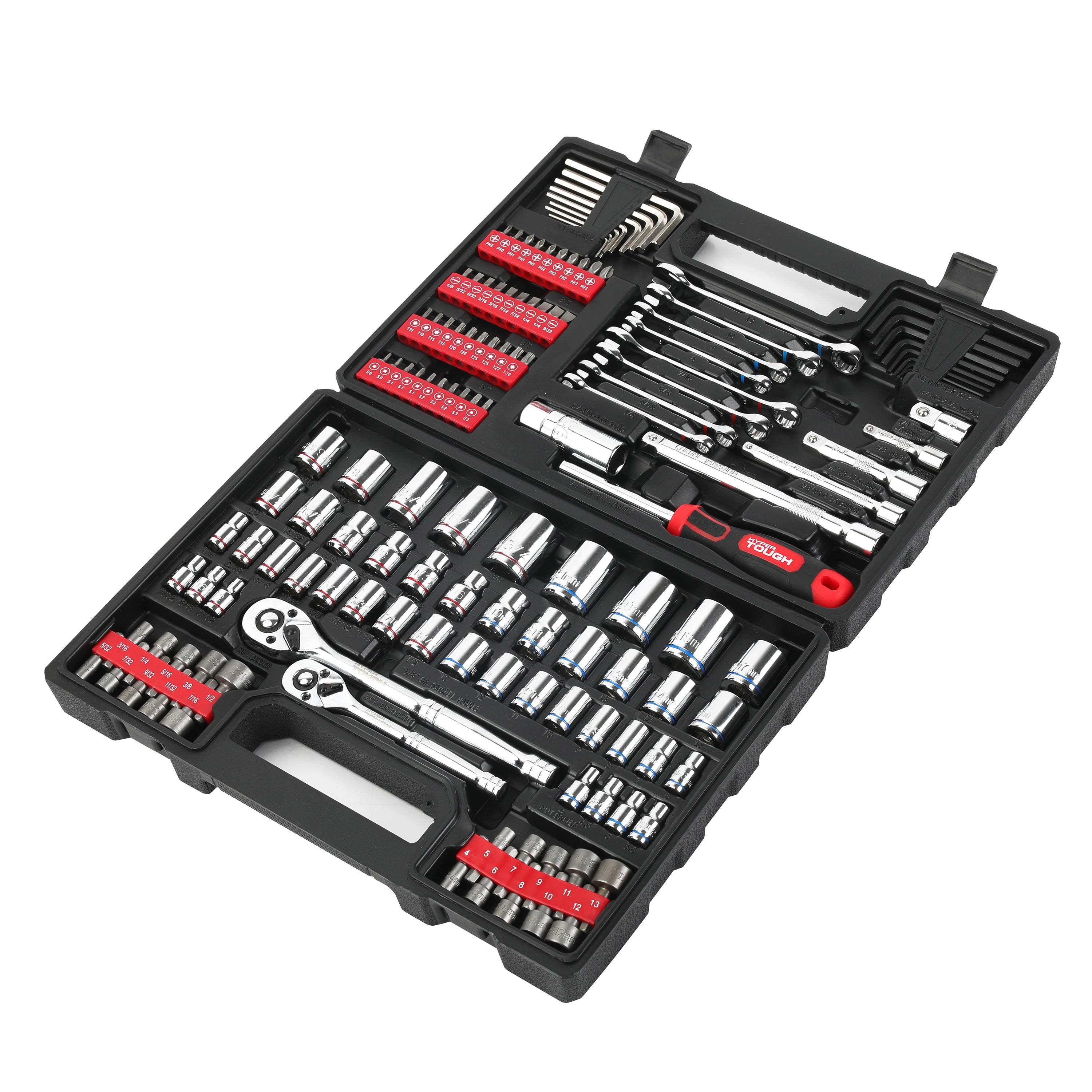 144-Piece 1/4, 3/8 and 1/2-inch Drive Mechanics Tool Set, Chrome Finish-2024