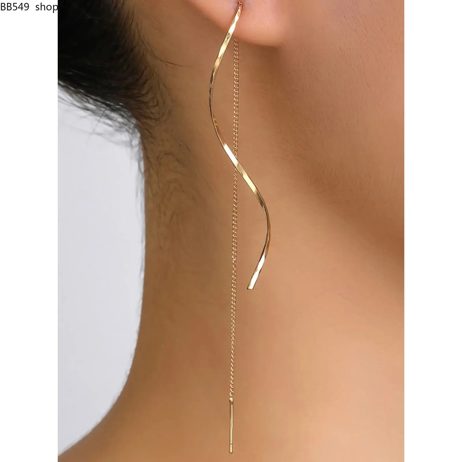 Elegant Wave Shaped Tassel Design Dangle Earrings, Simple Jewelry For Women, Fashion Accessories For Daily Wear