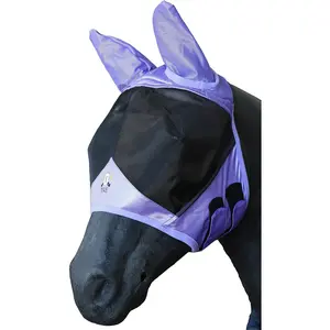 Fine Mesh Horse Fly Mask with Ears, UV Blocking 3D Eye Visor with Extra Fleece Cushioned Forehead, Reliable Protection against Insect Pests