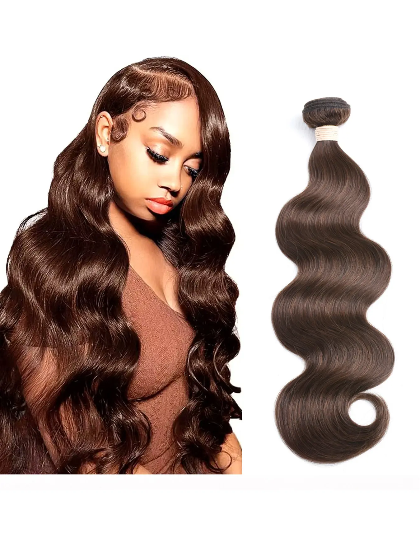 4# Body Wave Human Hair Bundle, 1 Piece, 100% Human Hair, 95g ±5g, Natural Look, Easy to Style, Perfect for Extensions & Wigs