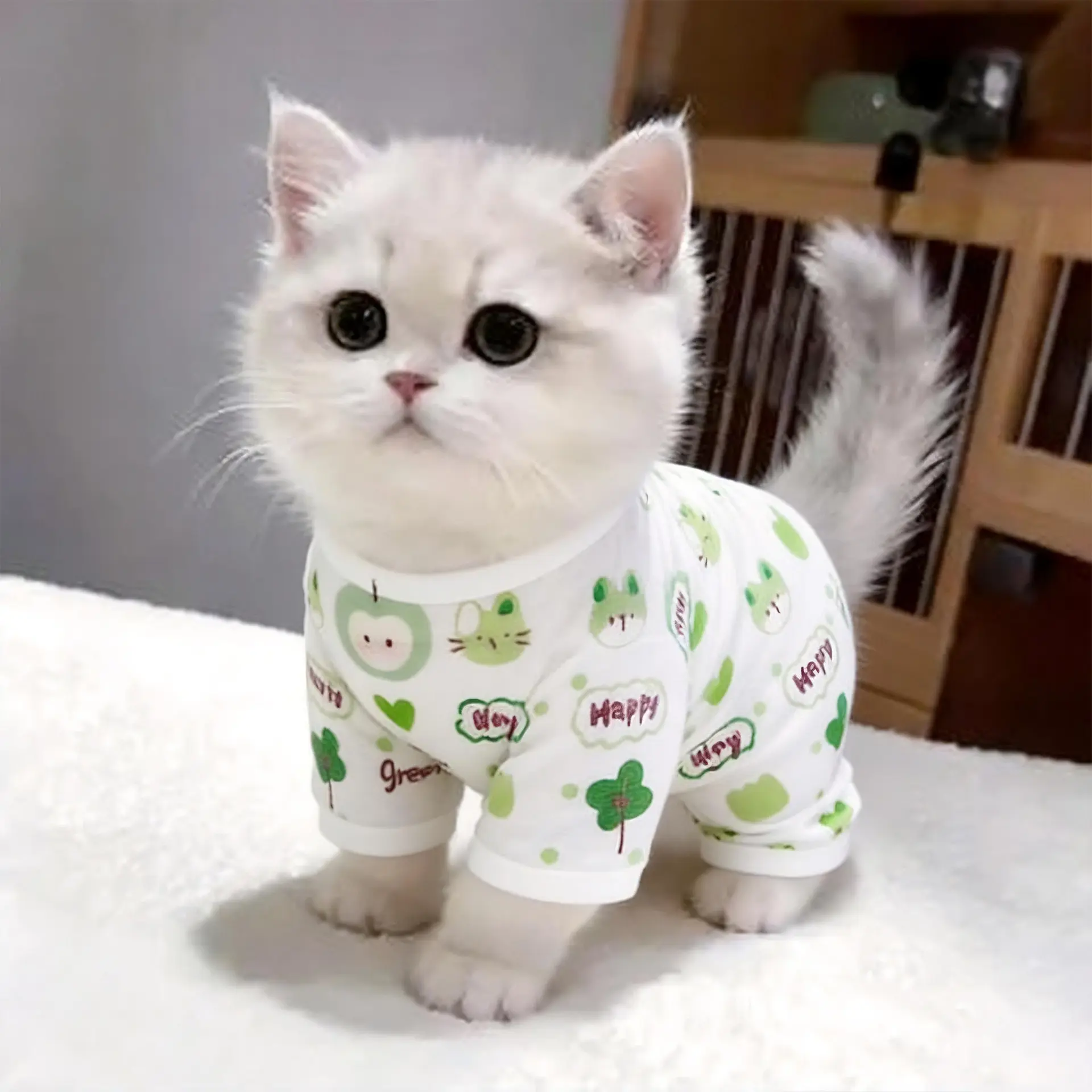Summer clothes for cats, sun-protective four-legged clothing, dirt-resistant, mosquito-proof, breathable summer cat clothes for kittens, small cats, orange cats, and tabby cats