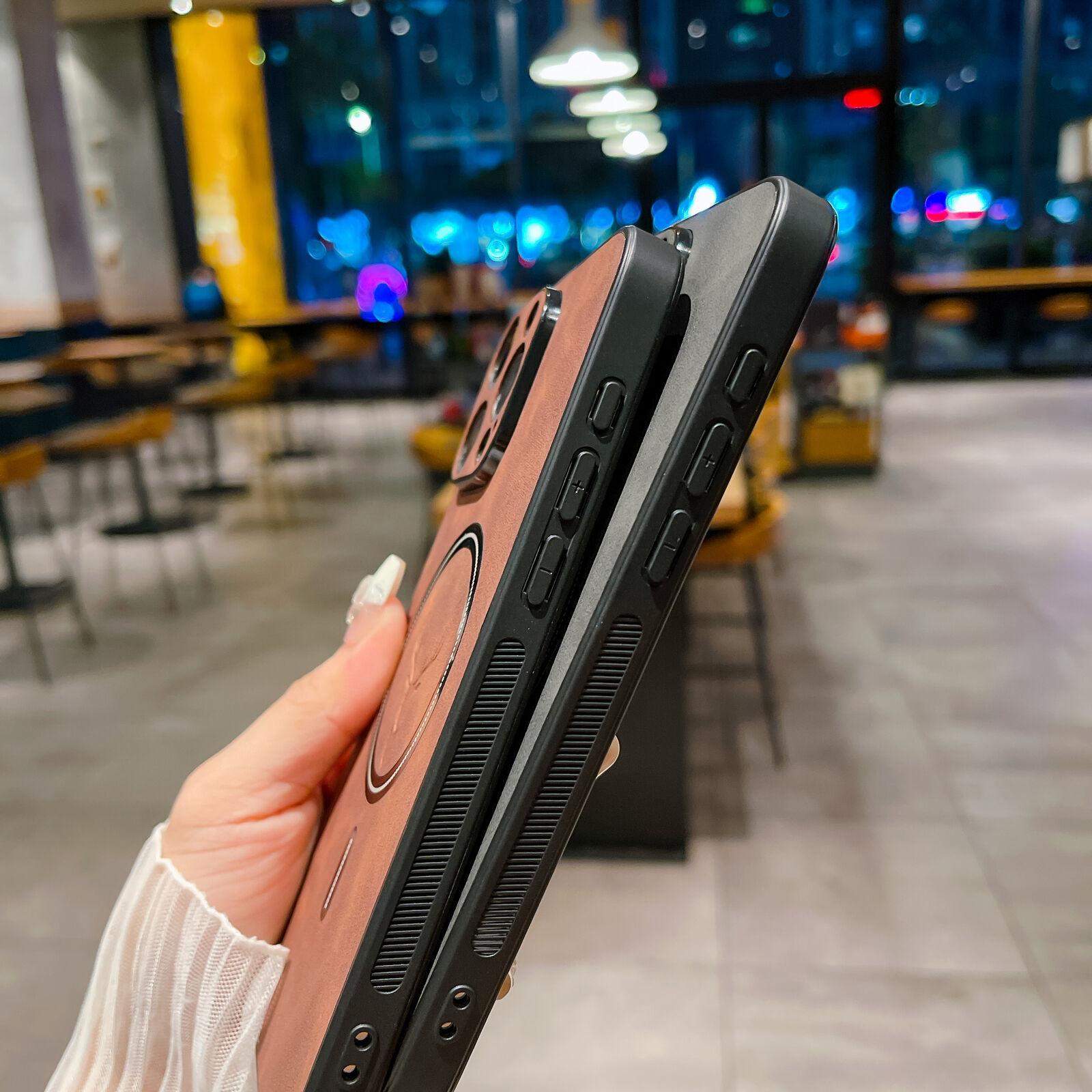For iPhone 17 Pro Max16 15 14 13 12 Pro Max Shockproof Case Deer Design PU Leather Magnetic Bumper Case Compatible with Mag Safe Anti-Scratch Camera Protection