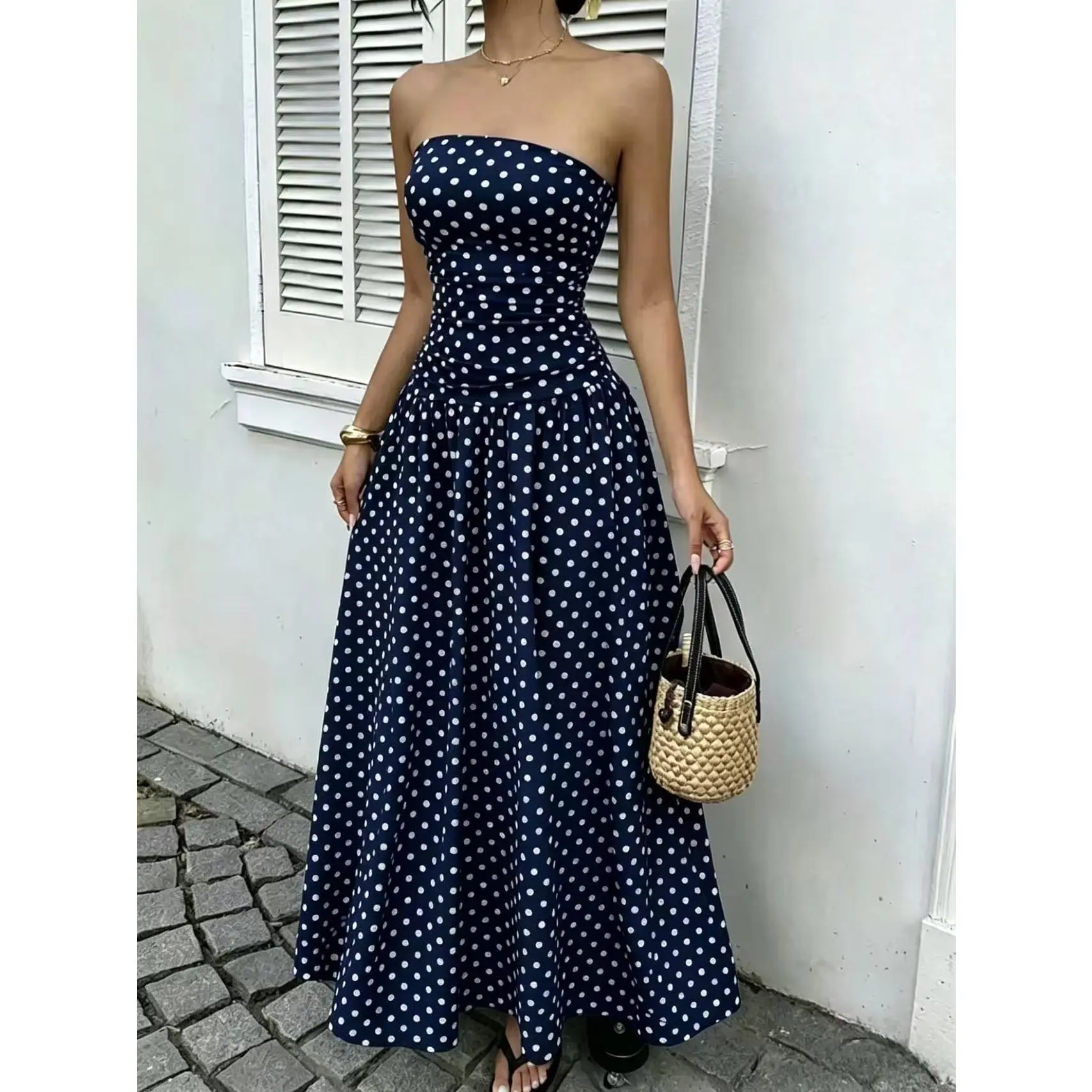 Boho Polka Dot Maxi Dress for Women | Perfect Beach Cover Up & Summer Travel Wear