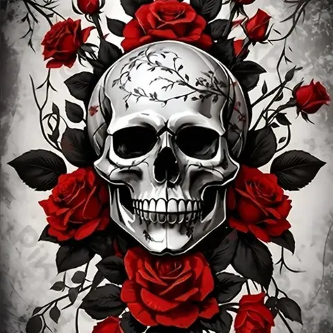Skull & Rose Pattern DIY Craft Diamond Arts Colorful Painting Kit without Frame, DIY 5D Diamond Arts Colorful Painting Kit, Wall Art Decor for Home, Diamond Painting Kits, Diamond Pattern Design