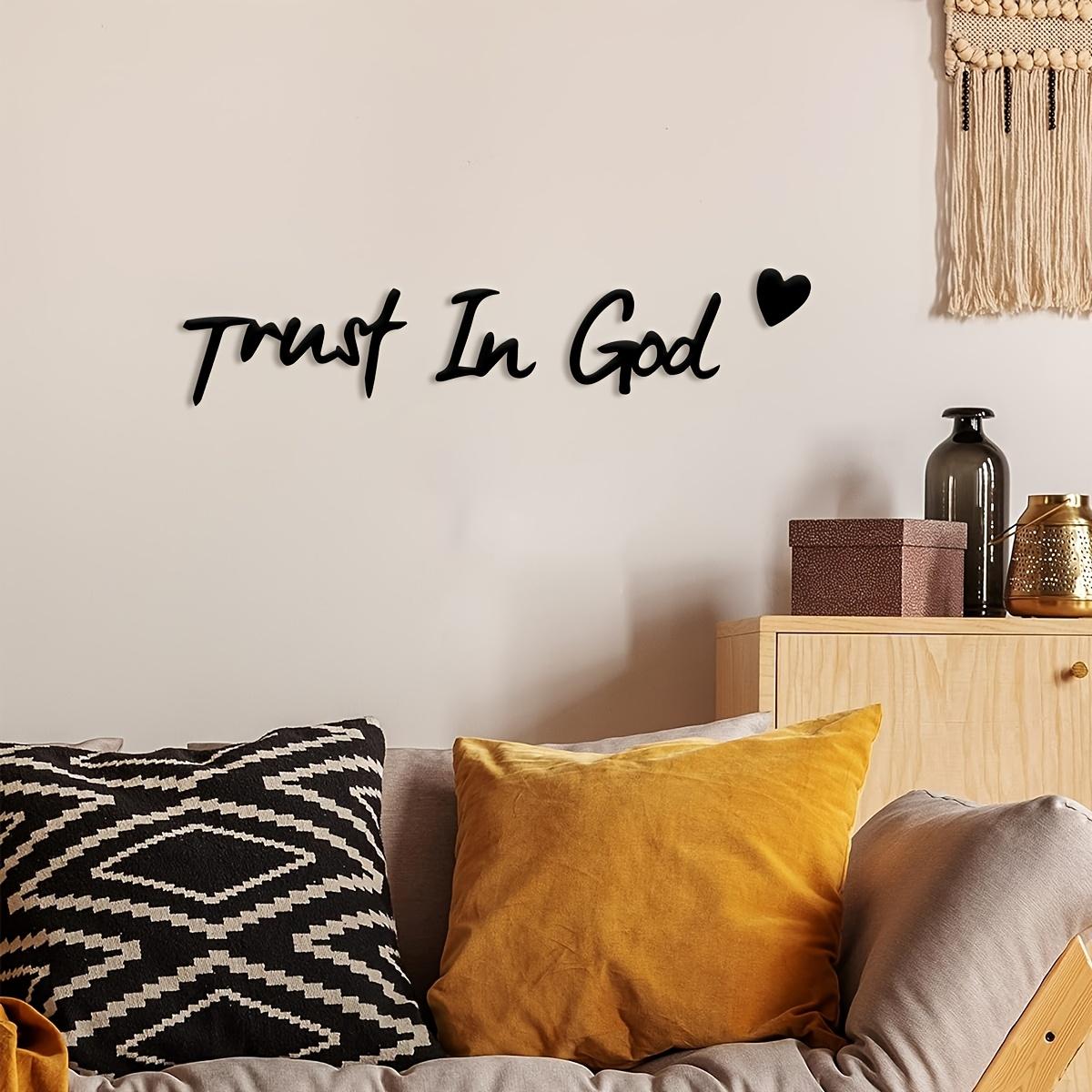Trust in God Letter Pattern Wall Hanging Decor, Inspirational Wall Hanging Decor for Home, Prayer Room & Farmhouse Decor, s, Art Wall Decoration upside christmas tree pink ribbon peach basket Cowboy Plush Set cleaning  mop  bucket Cordless Travel Vacuum B