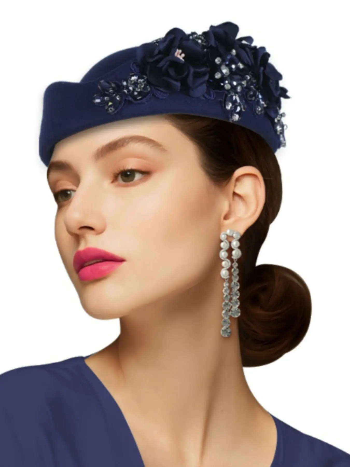 Vintage Fashion Beret Hat for Women, Felt Floral Design, Elegant Party Accessory, Perfect for Dates & Gifts, Multiple Colors Available, Fashionable Hats