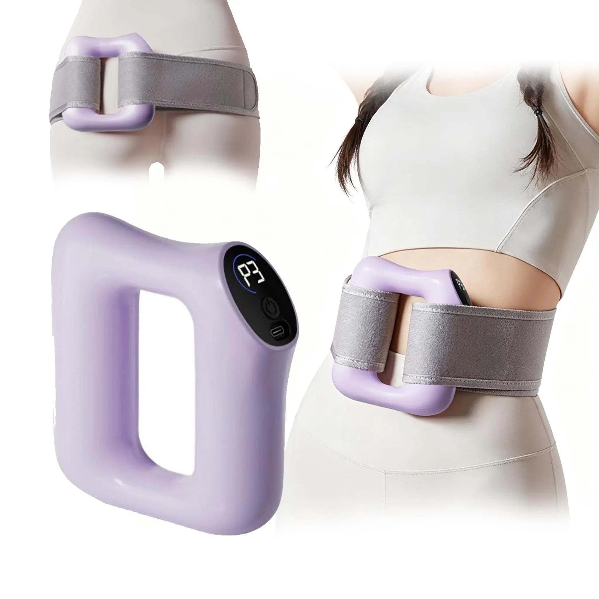 Portable Vibration Fascia Massager Ring with Adjustable Strap, Rechargeable Muscle Relief Tool for Waist, Legs & Shoulder After Workout extension machine