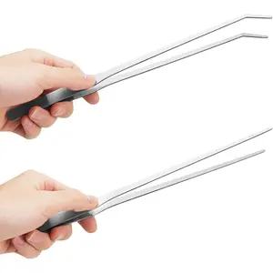 2PCS Long Aquarium Tweezers, Stainless Steel Reptile Feeding tongs, Terrarium Aquascape Tools Feeder for Lizards, Bearded Dragon Snake Tank Accessories