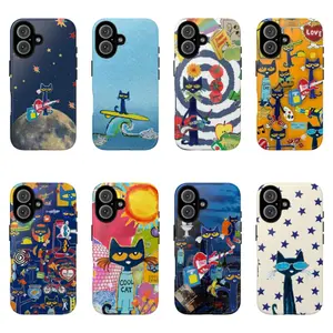Petee the Cat Durable phone case for iPhone 12, 13, 14, 15, 16, 17 Pro Max, Pro, Plus, and 17 Air,the perfect gift for her or him, ideal for parties.
